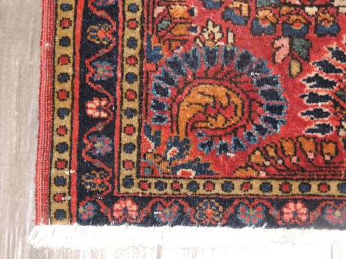 23" x 27" Vintage Handarbeit Sarouk Wolle Teppich - Bild 3 von 10