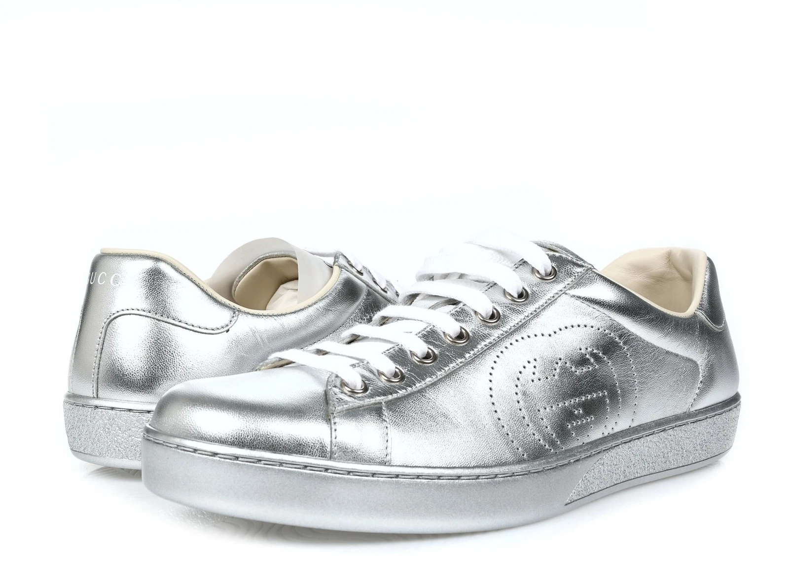 Baskets homme Gucci argent as cuir métallisé taille 11G /12US