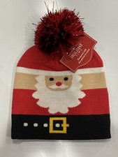 Beanie Cap Hat Santa Pom Pom Adult Knit Holiday Time One Size UnisexRed