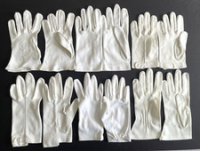 Ladies White Vintage Gloves Set Of Six White Different Patterns Shapes Material