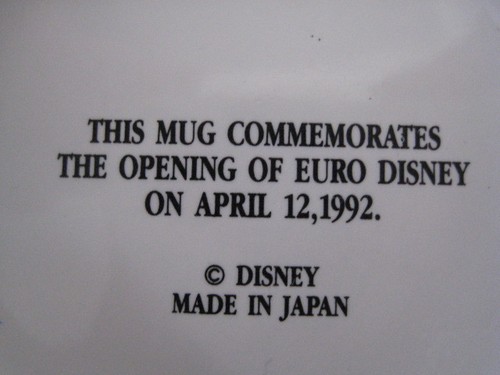 VINTAGE OFFICIAL WALT DISNEY TEA COFFEE MUG BOXED 1992 EURO OPENING MADE JAPAN - Picture 9 of 9