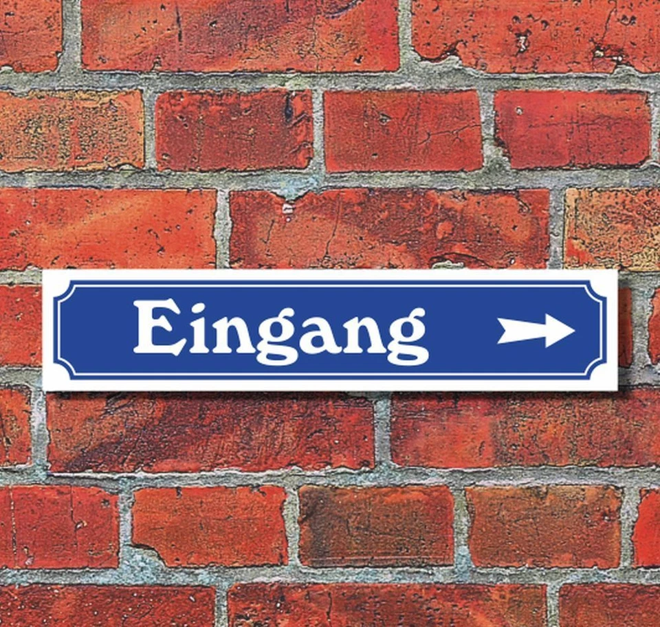 WERBEDEAL24 Schild im Straßenschild-Design "Eingang rechts" - 3 mm Alu-Verbund - 52 x 11 cm
