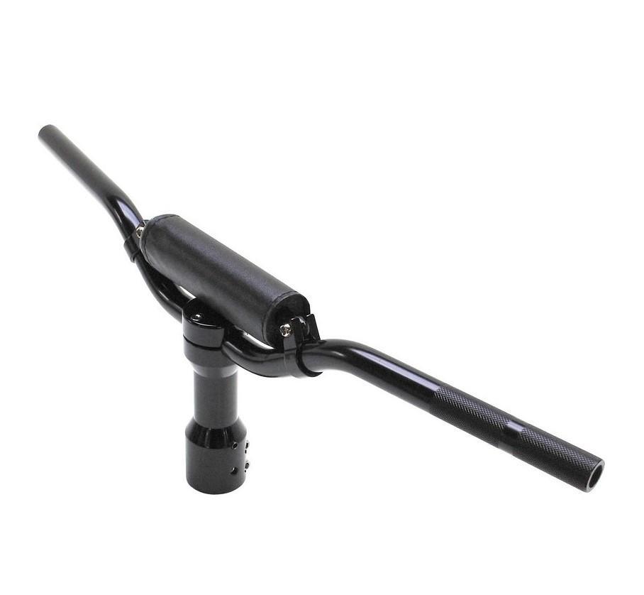 Guidon street pour MBK 50 Booster et Yamaha Bws en aluminium noir avec potence de fixation