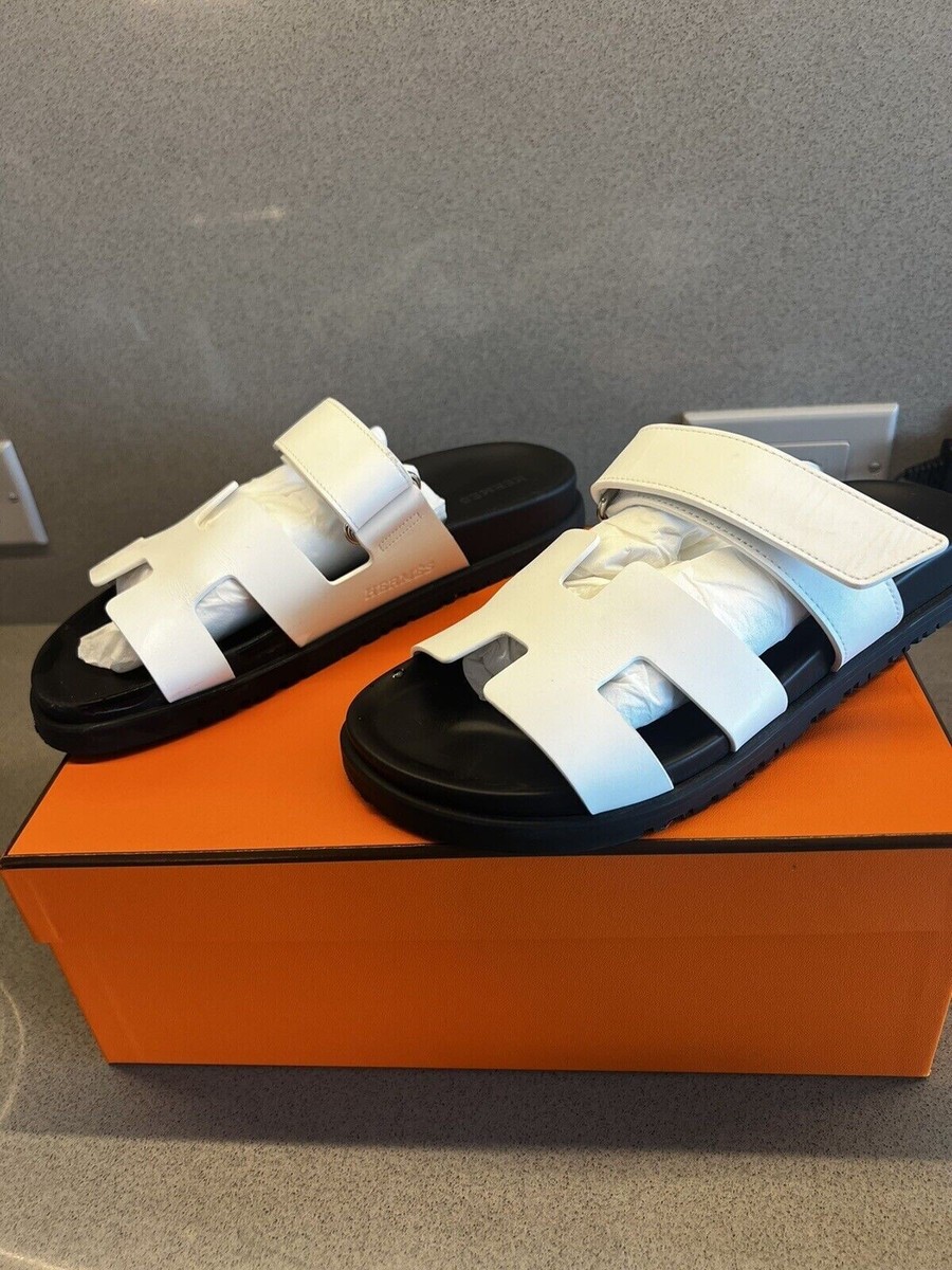 Brand New Hermes Chypre Sandals White leather women's Size 38 | eBay