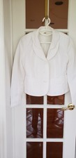 Soft White Linen Fitted Waist Jacket Size 8 Never Worn! Lined Soft Shoulder