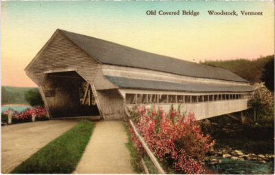 PC USA WOODSTOCK VERMONT OLD COVERED BRIDGE VINTAGE (a851)