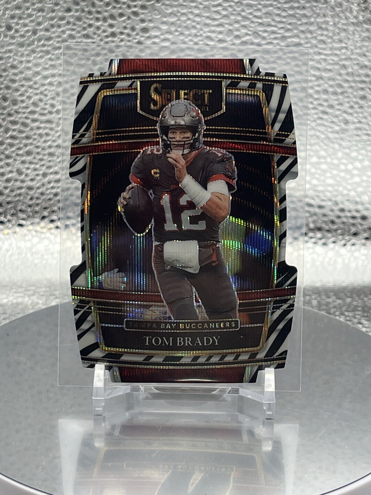 2021 Panini Select - Premier Level Zebra Prizm Die-Cut #101 Tom Brady