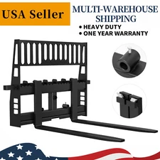 48" Skid Steer Pallet Fork Attachment with Heavy-Duty Blades 4500lbs Capacity US