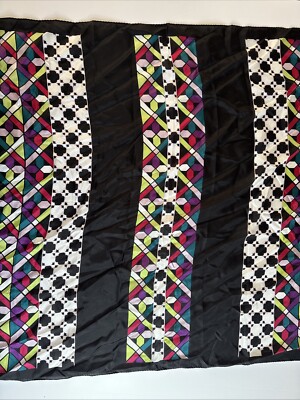 ADRIENNE LANDAU Studio 100% Silk Scarf Black Designer Print 34  x 34  Square
