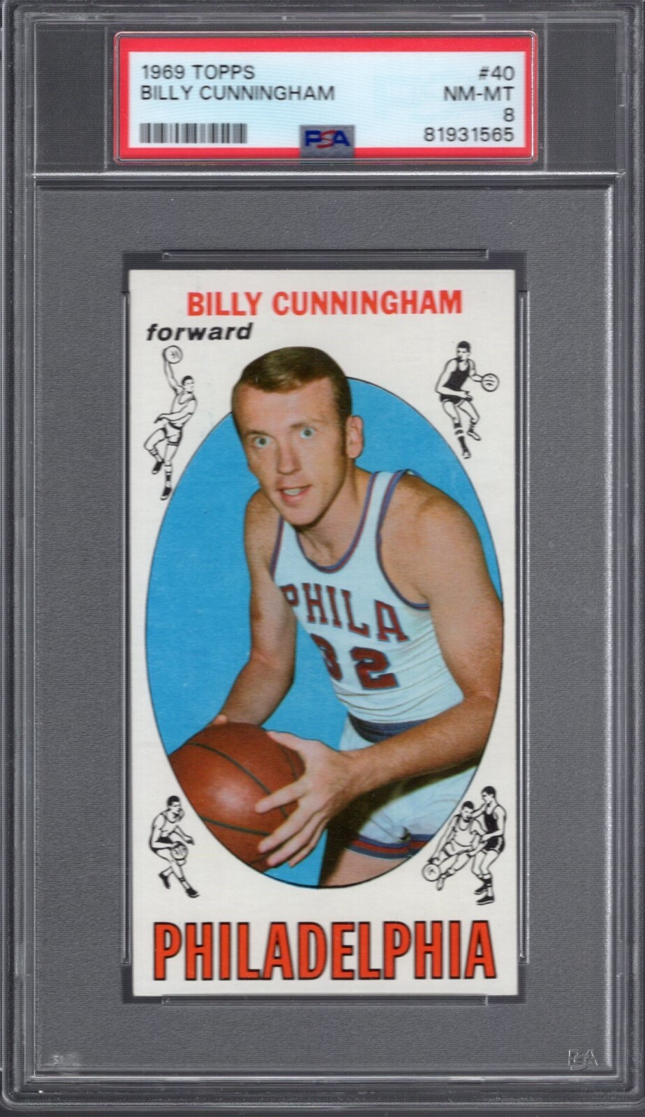 1969 Topps NBA #40 BILLY CUNNINGHAM (RC) (HOF) PSA 8 NM/MT Phil 76ERS Centered!