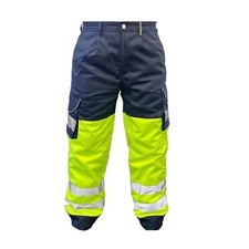 Mens Hi-Viz Visibility Bottoms Safety Pants Work Cargo Stripe Trousers Joggers