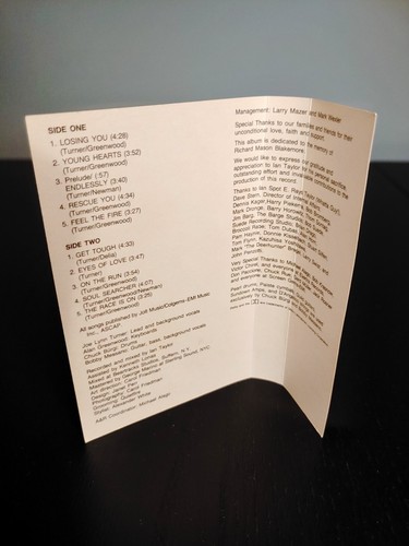 Joe Lynn Turner Cassette Tape (Elektra 9 60449-4, 1985) Dolby HX Pro - Picture 9 of 9