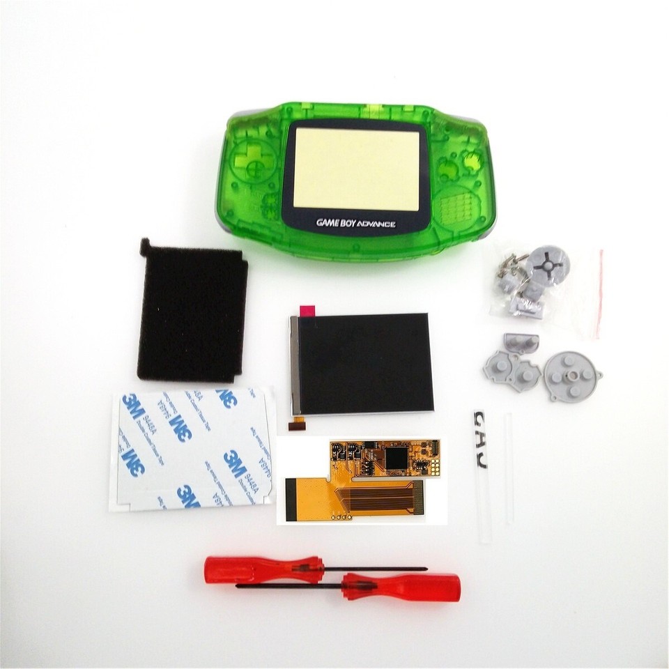V2 IPS Backlight Backlit LCD For Game Boy Advance GBA and Pre-cut Shell ...