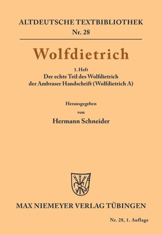 Thumbnail - Hermann Schneider | Wolfdietrich | Taschenbuch | Deutsch | Issn |