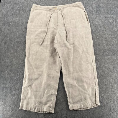 LL Bean Pants Womens 10 Beige Original Fit 100% Linen