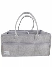 Kind Life Baby Company Diaper Caddy Essential Storage Organizer Grey Felt Canvas