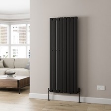 Image of 1600x605mm Designer Radiator Vertical Black Flat Panel Rads Single Panel