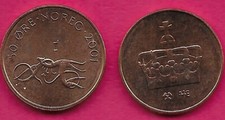 NORWAY 50 ORE 2001 UNC HARALD V,STYLIZED ANIMAL AND VALUE,SMALL LETTERIN