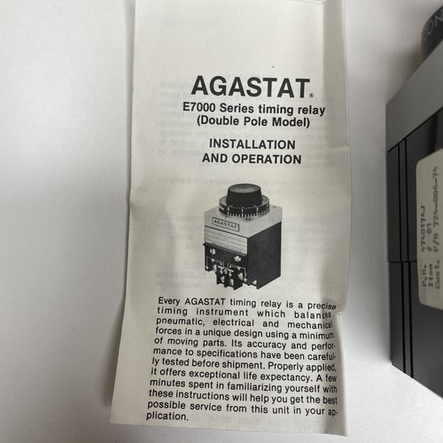 AGASTAT E7012AE002 Timing Relay Double Pole Model 20-200 Seconds 120V 60 Hz NOS - Picture 4 of 9