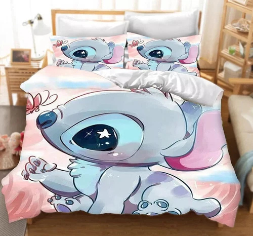 Cute Stitch Kinder Bettwäsche Set 2/3-teilig Quilt Bettbezug Schlafsaal Single Double King/Groß - Bild 11 von 22