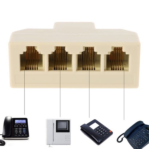 Phone line Splitter, RJ11 Wall Plate Male Plug to 4 RJ11 Female Socket Adapter - Zdjęcie 6 z 8
