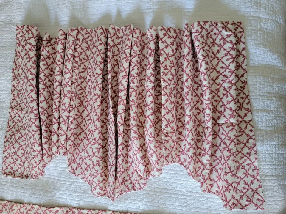 6  Window Valance Scalloped Coral Reef Nautical Cotton Lined Ecru Red 19x77  Foto 2 de 4