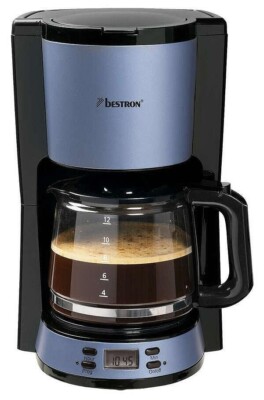 Bestron Kaffeemaschine Glaskanne Filterkaffeemaschine Timer 1000W 12 Tassen 1,5L