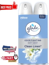 Glade Air Freshener Room Spray, Clean Linen Scent, Long Lasting, 8 Oz, 2 Count.