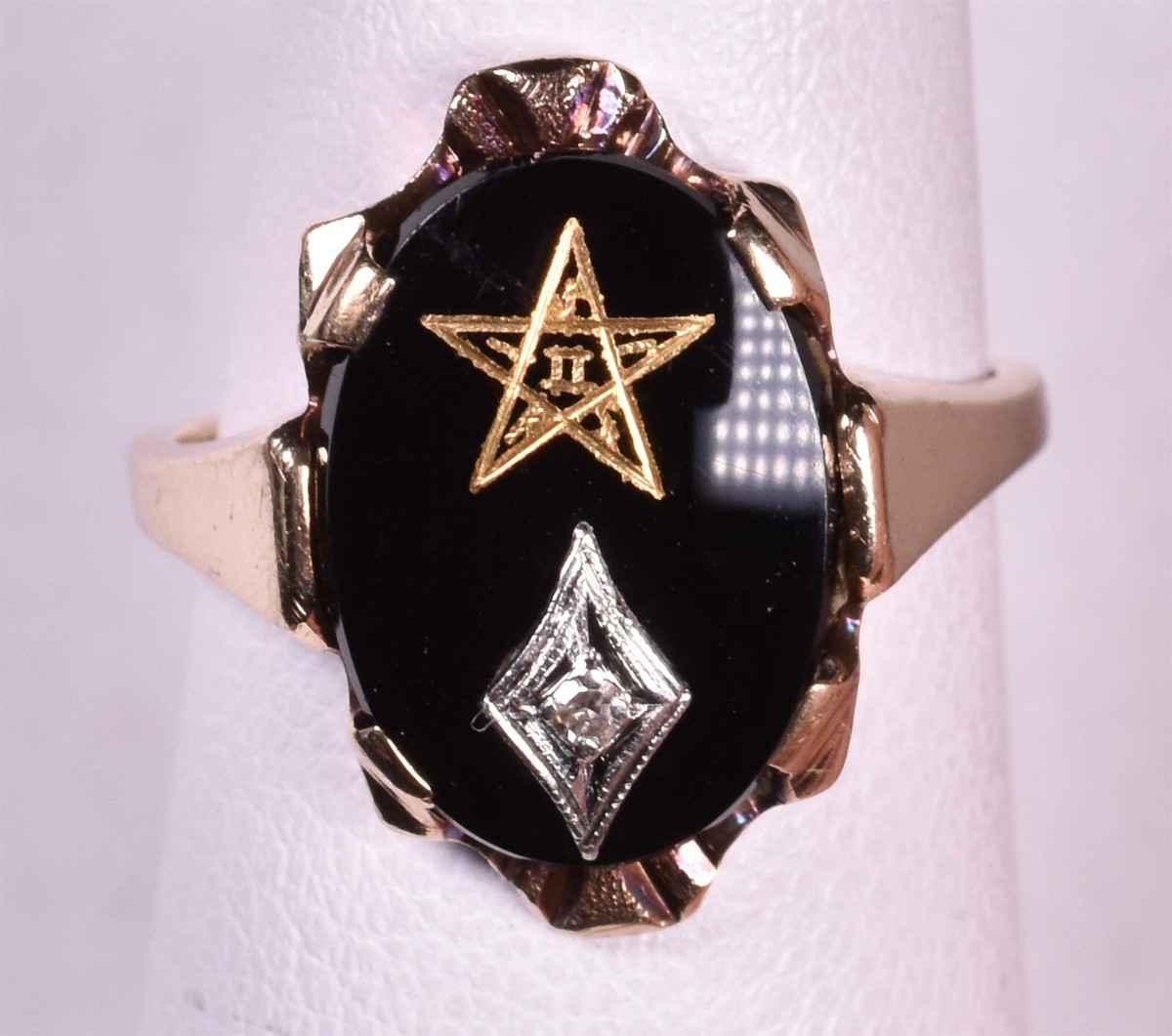 Eastern Star Diamond Onyx Ring Size 5.25 Vintage Yellow Gold | eBay