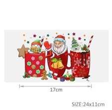 Christmas Santa 1 Piece Cup Wrap, Transfer Stickers for Glass Uv DTF