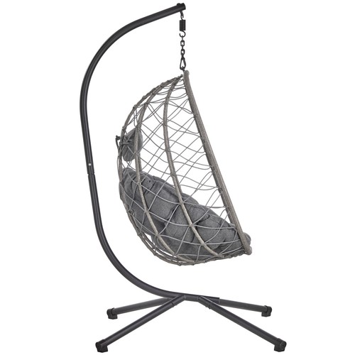 Summit Single Hanging Egg Swing Chair With Cushions for Indoor Outdoor Lounge - Picture 6 of 25
