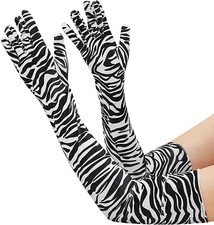 Franco American Women 16" Elbow Length Opera Gloves Zebra Print