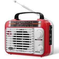AM/FM/SW1-2 Radio Shortwave Transistor AC or Battery Operated Red White