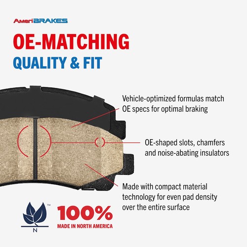 AmeriBRAKES KNF-100920 Brake Pad Sets 4-Wheel Set Front & Rear for INFINITI Q50 - Picture 6 of 12