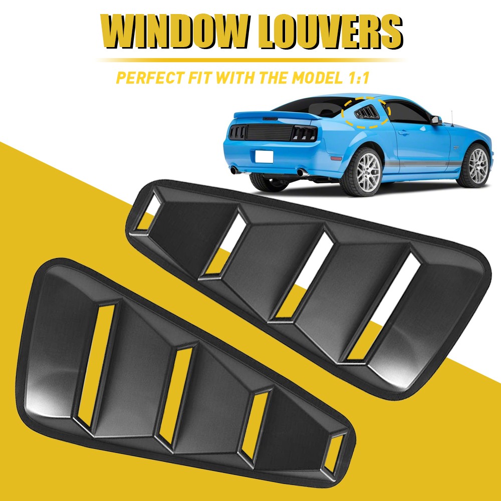 For 2005-2014 Mustang Ford Quarter ABS Side Window Louvers Scoop Cover Vent