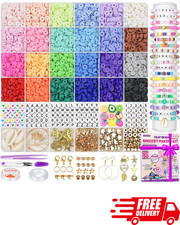 6000 Clay Beads Bracelet Making Kit 24 Color Flat Beads Jewelry Craft Set