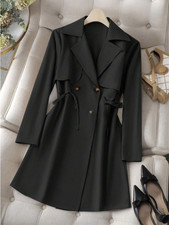 Women's Windbreaker With Drawstring Waist jacket hooded zip anorak black size