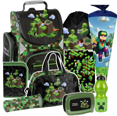 GAME PIXEL Play Schulranzen Schultasche  xxl  Tlg SET  Minecraft Schultüte 70