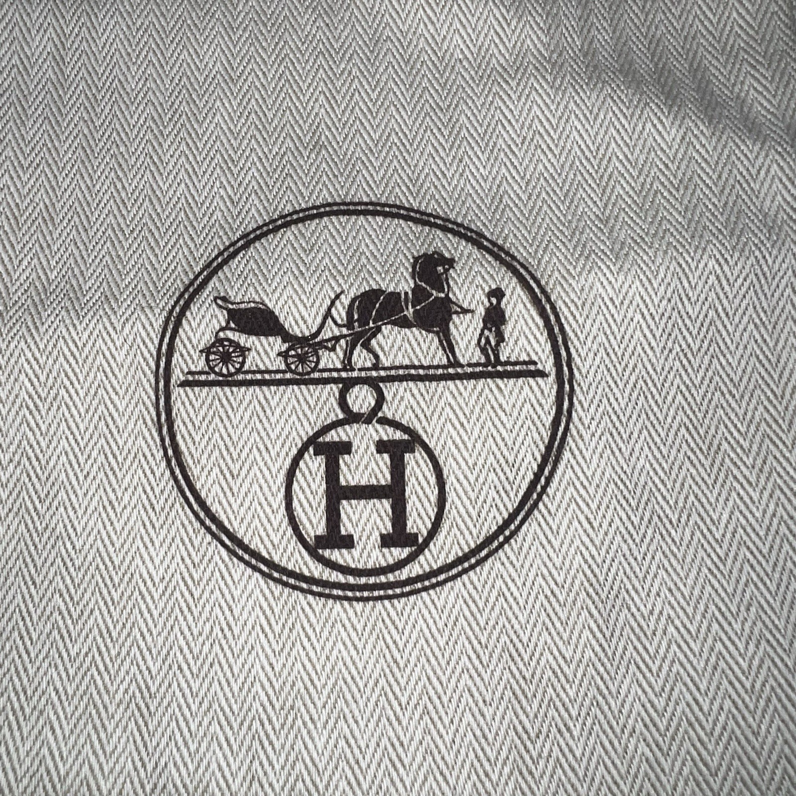 Authentic Hermes Herringbone  Drawstring Storage … - image 3