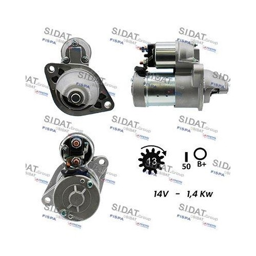 Démarreur Sidat S12HT0037A2 pour Isuzu et Opel Vauxhall en remplacement Hitachi