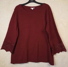 Charter Club Women's Red Sweater XL Lace