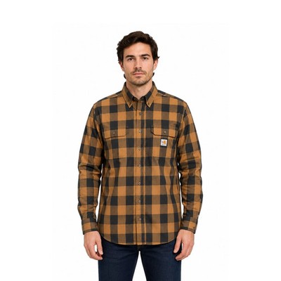 Carhartt FR Men's Brown Force Rugged Flex Original Fit Twill Plaid L/S (S364)