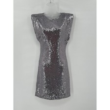 ASTR The Label Sequin Dress Small Silver Metallic Mini Cocktail Festival Event