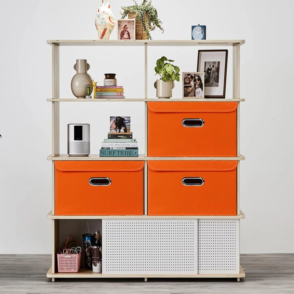 Cubo de almacenamiento plegable de tela de lino cubo organizador cesta tela almacenamiento Foto 4 de 4