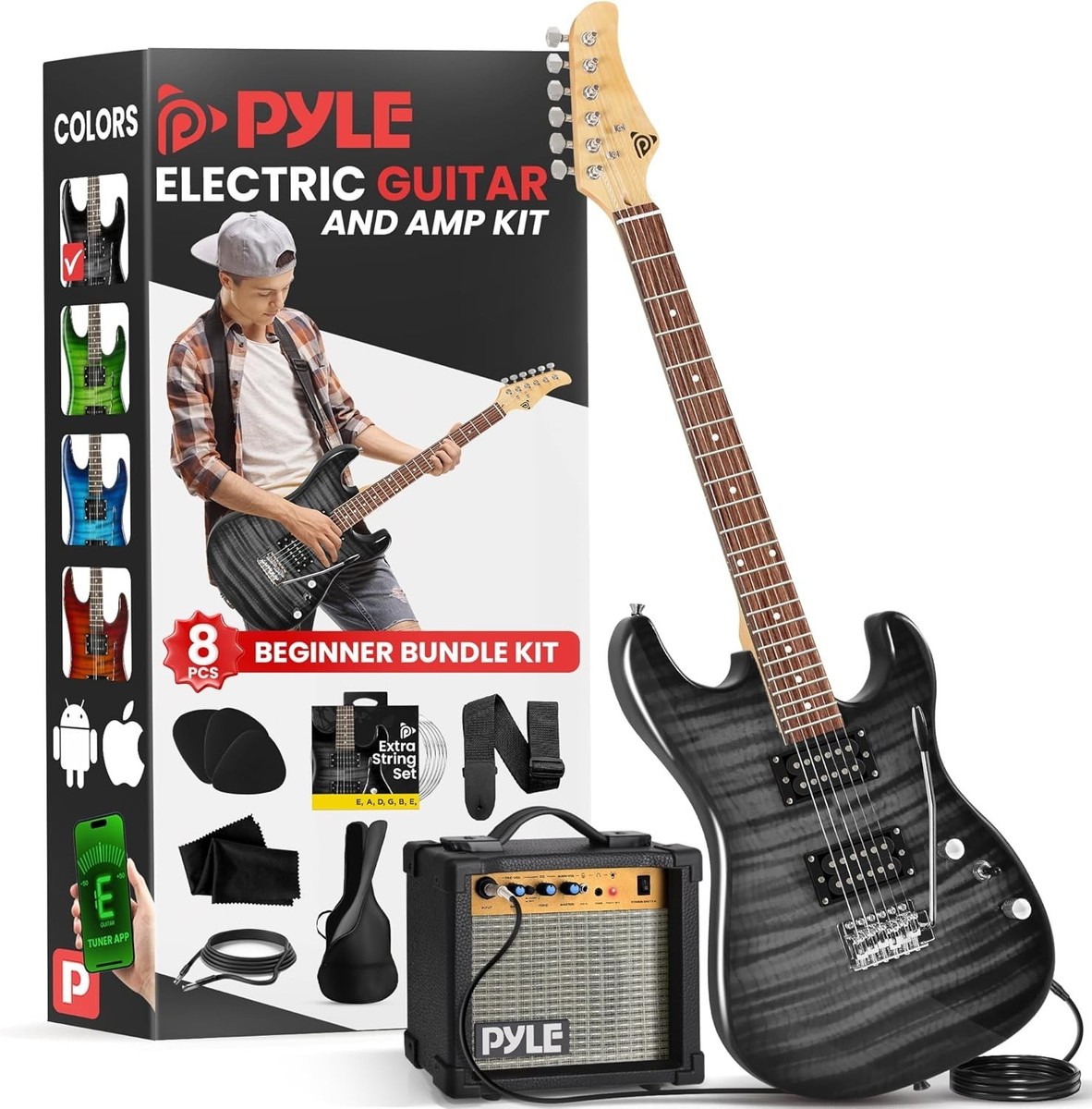 Pyle Electric Guitar Kit with Amp, Full Size, 39
