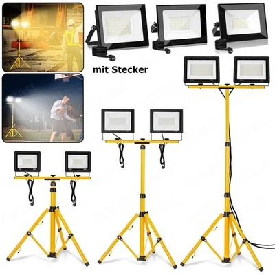 LEADGOODS Foco de construcción LED trípode luz de trabajo faro proyector inundador con enchufe