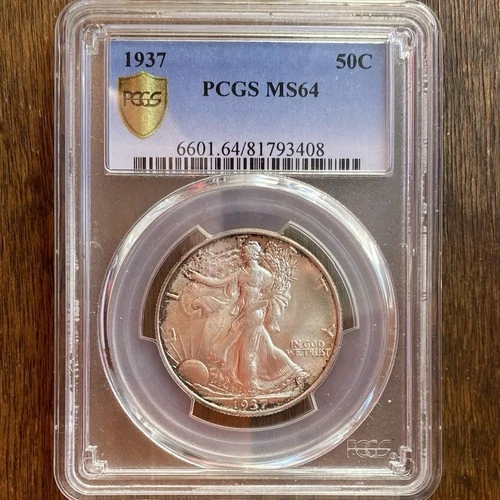 1937 Walking Liberty Silver Half Dollar 50C PCGS MS 64