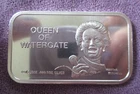 Queen of Watergate -Martha Mitchell- #ed  1 Troy Oz. .999 Fine Silver Bar 1973