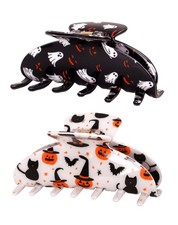 Halloween Hair Claw Clips Ghost Pumpkin Print, 2 Pack
