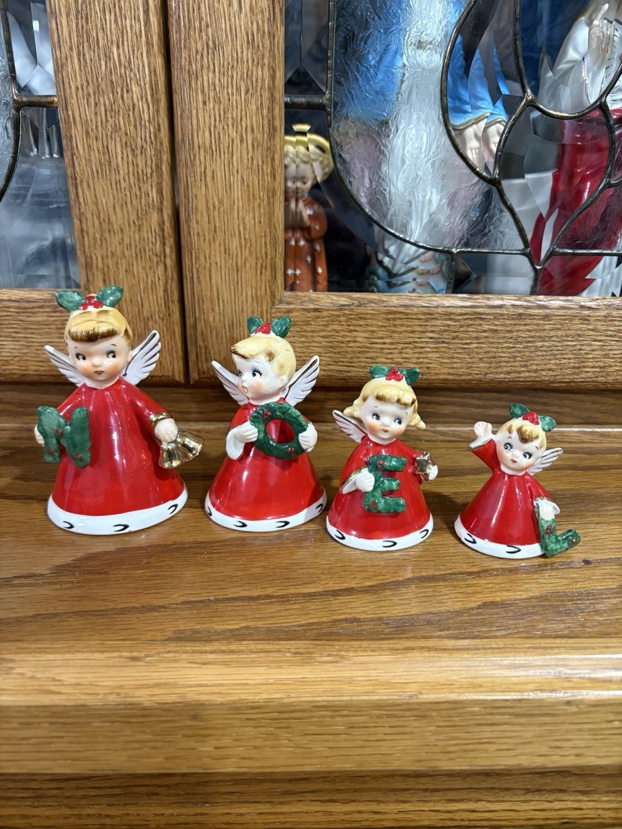 Vintage 1956 Napco NOEL Angel Bell Set Of 4 No Chips Or Repairs